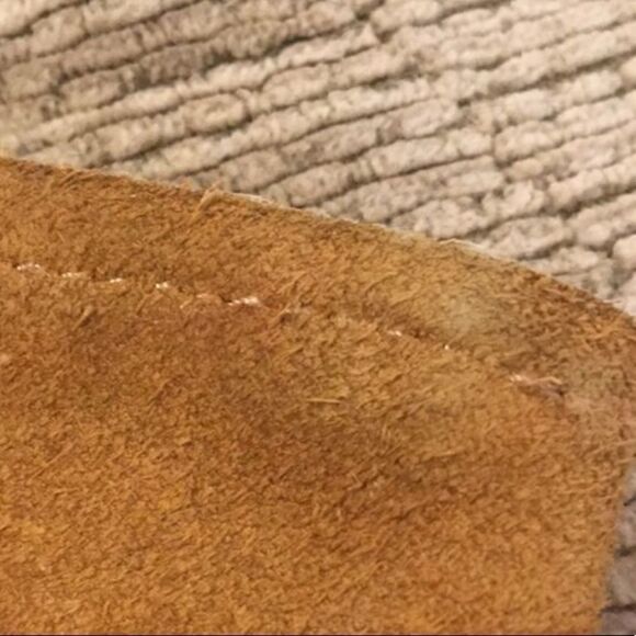 LIKE NEW Suede Clutch Large Red Tan Genuine Bag - Picture 7 of 7